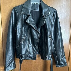 Elodie Black Leather Moto Jacket